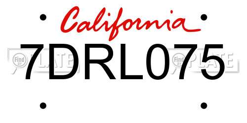 7DRL075 California License Plate