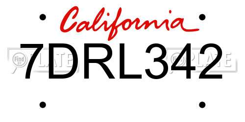 7DRL342 California License Plate
