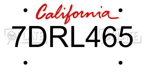 7DRL465 California License Plate