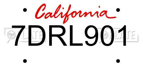 7DRL901 California License Plate