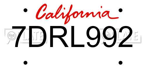 7DRL992 California License Plate