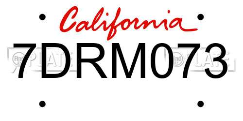 7DRM073 California License Plate
