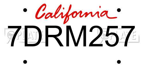 7DRM257 California License Plate
