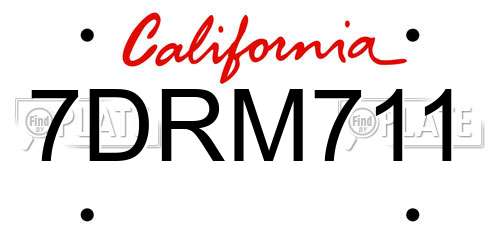 7DRM711 California License Plate