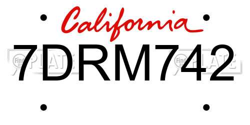 7DRM742 California License Plate