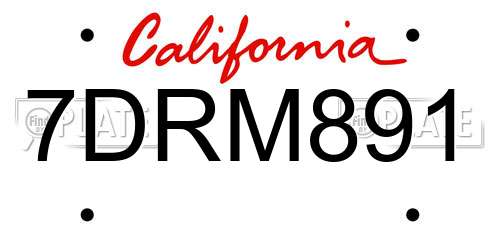 7DRM891 California License Plate