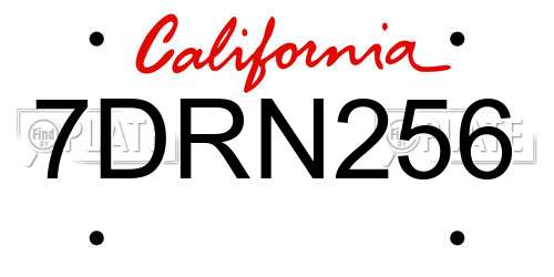 7DRN256 California License Plate