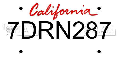 7DRN287 California License Plate