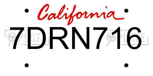 7DRN716 California License Plate