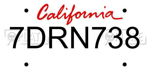 7DRN738 California License Plate