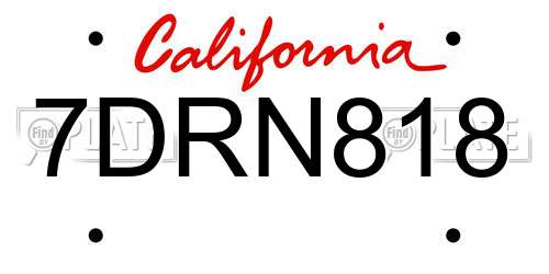 7DRN818 California License Plate