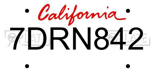 7DRN842 California License Plate