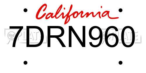 7DRN960 California License Plate