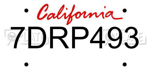 7DRP493 California License Plate