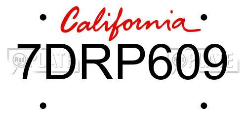 7DRP609 California License Plate