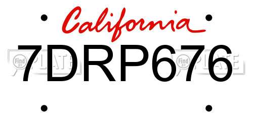 7DRP676 California License Plate