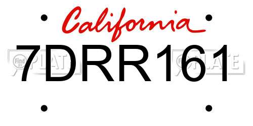 7DRR161 California License Plate