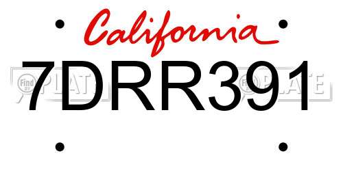 7DRR391 California License Plate