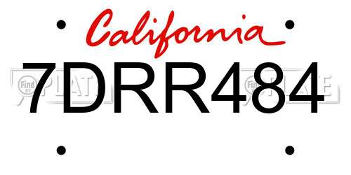 7DRR484 California License Plate
