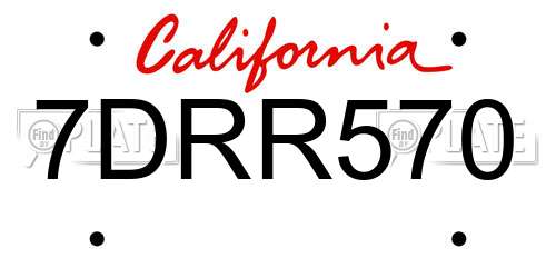 7DRR570 California License Plate