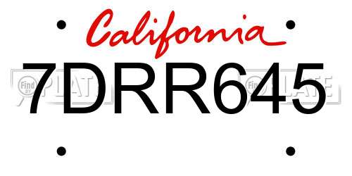 7DRR645 California License Plate
