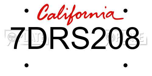 7DRS208 California License Plate