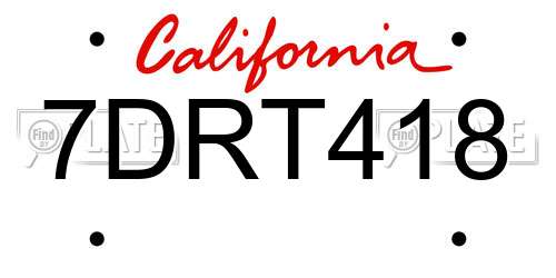 7DRT418 California License Plate