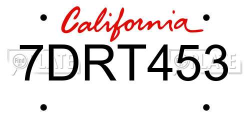 7DRT453 California License Plate