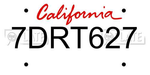 7DRT627 California License Plate