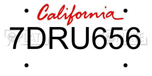 7DRU656 California License Plate