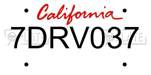 7DRV037 California License Plate
