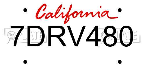7DRV480 California License Plate
