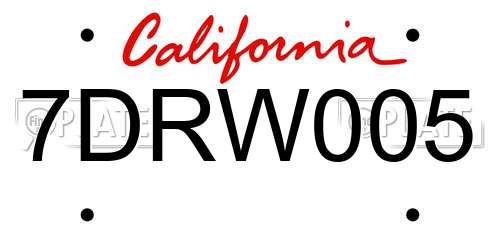 7DRW005 California License Plate