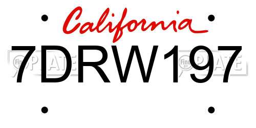 7DRW197 California License Plate