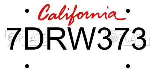 7DRW373 California License Plate