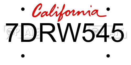 7DRW545 California License Plate