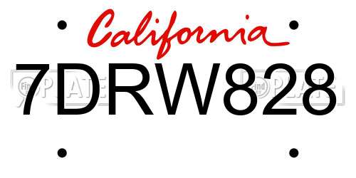 7DRW828 California License Plate