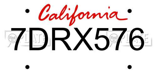7DRX576 California License Plate