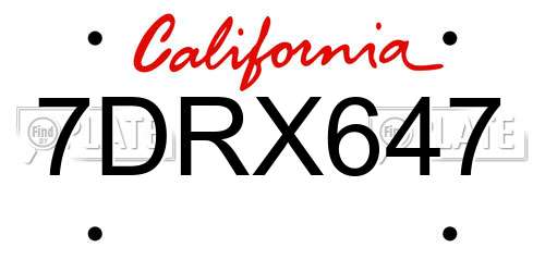 7DRX647 California License Plate