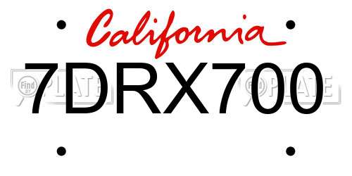 7DRX700 California License Plate