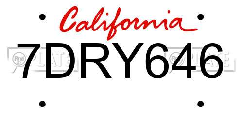 7DRY646 California License Plate