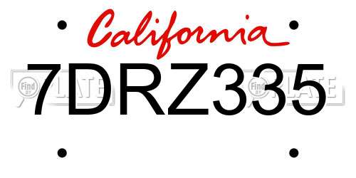 7DRZ335 California License Plate