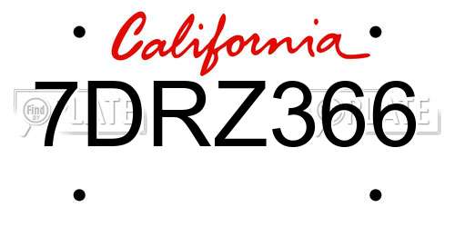 7DRZ366 California License Plate