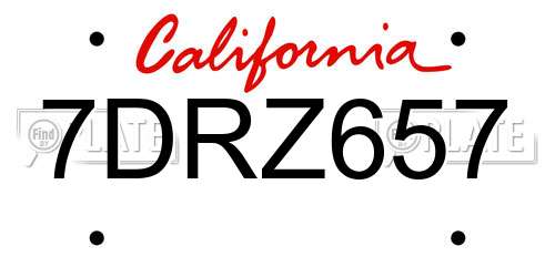 7DRZ657 California License Plate