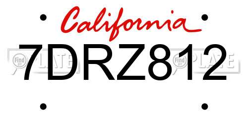 7DRZ812 California License Plate