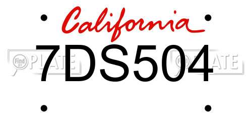 7DS504 California License Plate