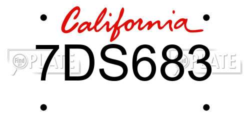 7DS683 California License Plate