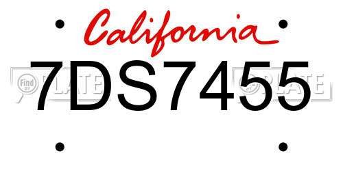 7DS7455 California License Plate