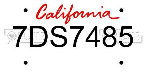 7DS7485 California License Plate