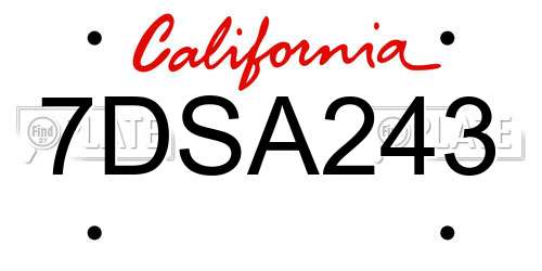 7DSA243 California License Plate